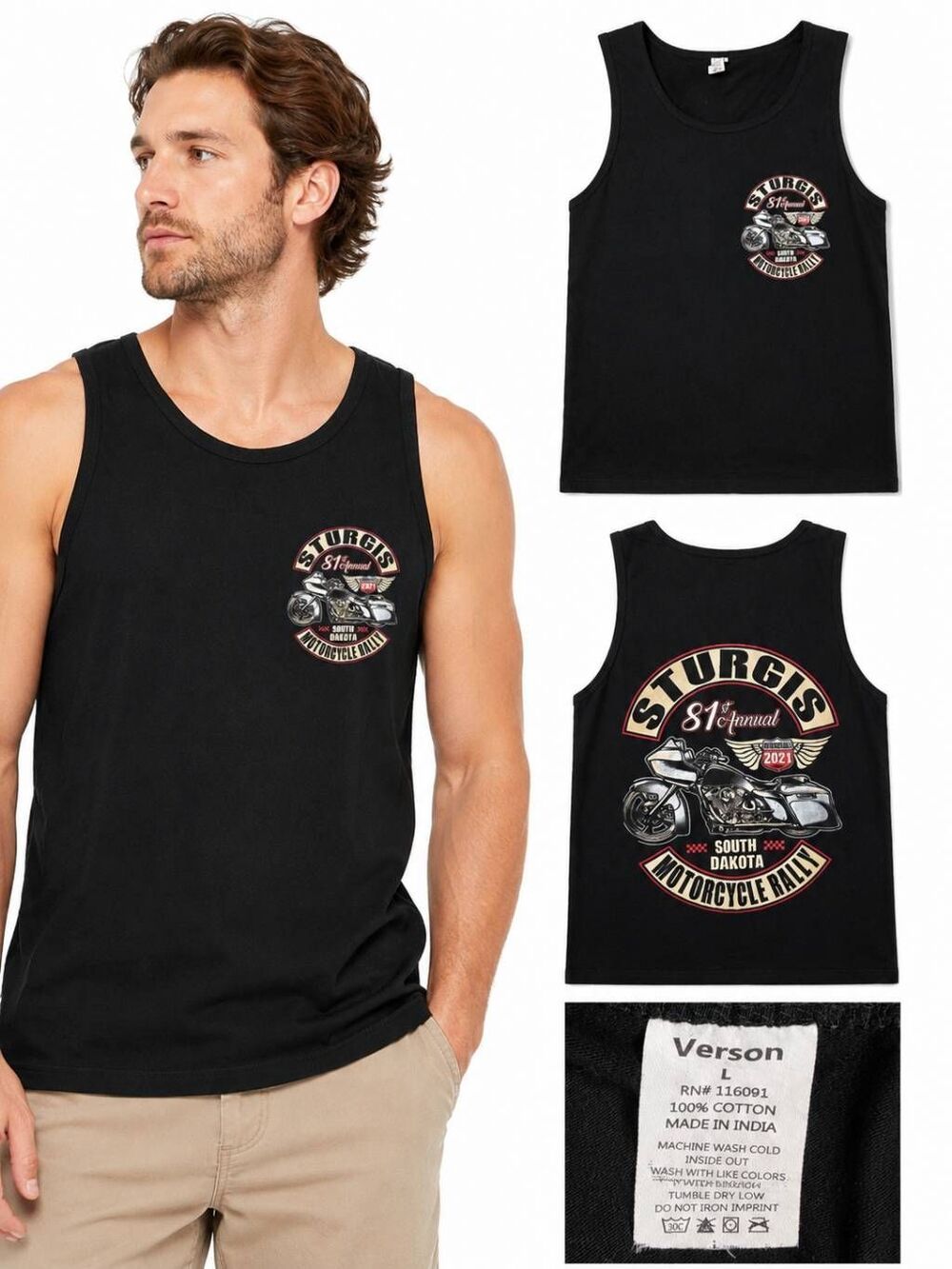 Verson Size L Sturgis 2021 Motorcycle Rally Tank Top
